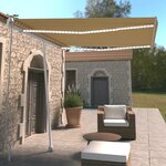 vidaXL Auvent manuel rétractable avec LED 300x250 cm Jaune et blanc