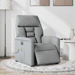 vidaXL Fauteuil de massage inclinable électrique gris clair tissu