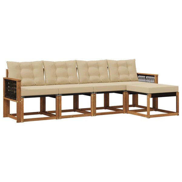 vidaXL Ensemble de canapés d'extérieur 5 Pièces Naturel et Beige
