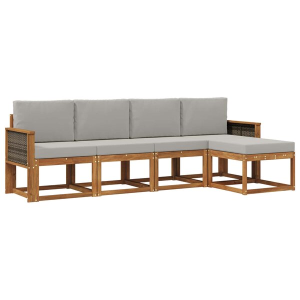 vidaXL Ensemble de canapés d'extérieur 5 pc Naturel et gris clair