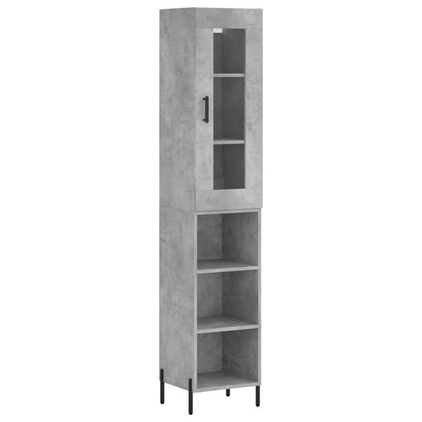 vidaXL Buffet haut Gris béton 34 5x34x180 cm Bois d'ingénierie