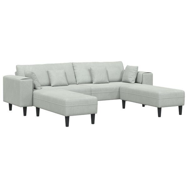 vidaXL Canapé en velours avec coussin avec oreiller 3 Pièces Gris clair 208 cm Velours