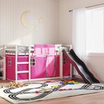 vidaXL Lit superposé sans matelas avec toboggan et rideaux 80x200 cm