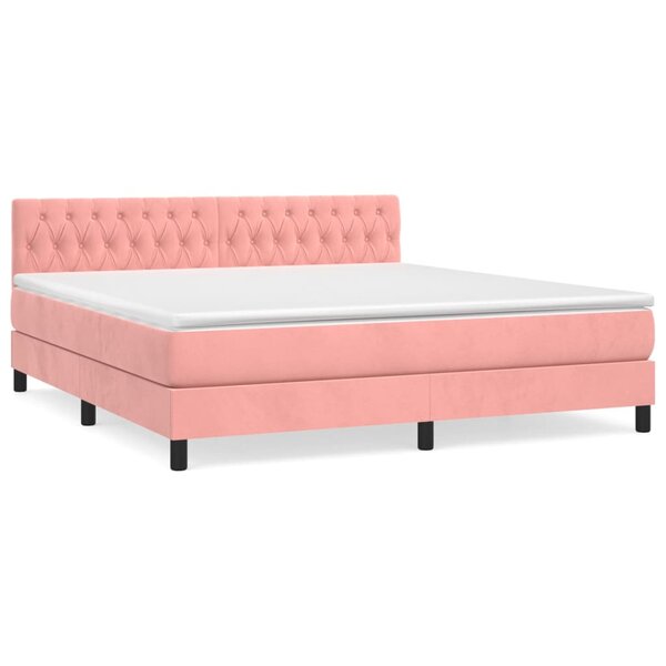 vidaXL Sommier à lattes de lit avec matelas Rose 180x200 cm Velours