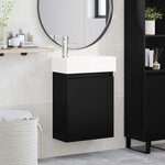 vidaXL Meuble de salle de bain avec robinet Noir 45 5 x 22 5 x 84 cm