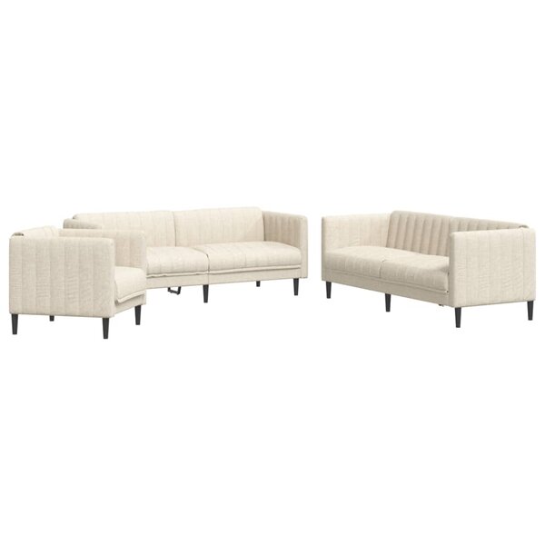 vidaXL Ensemble de canapés 3 Pièces crème tissu