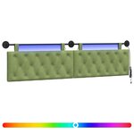 vidaXL Tête de lit suspendue Avec lumière LED Vert clair Velours