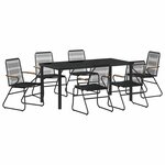 vidaXL Ensemble de salle à manger pour jardin 7 Pièces Noir Rattan PVC