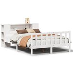 vidaXL Lit bibliothèque sans matelas blanc 135x190 cm bois pin massif