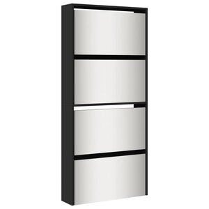 vidaXL Armoire à chaussures avec miroir à 4 niveaux noir 63x17x134 cm