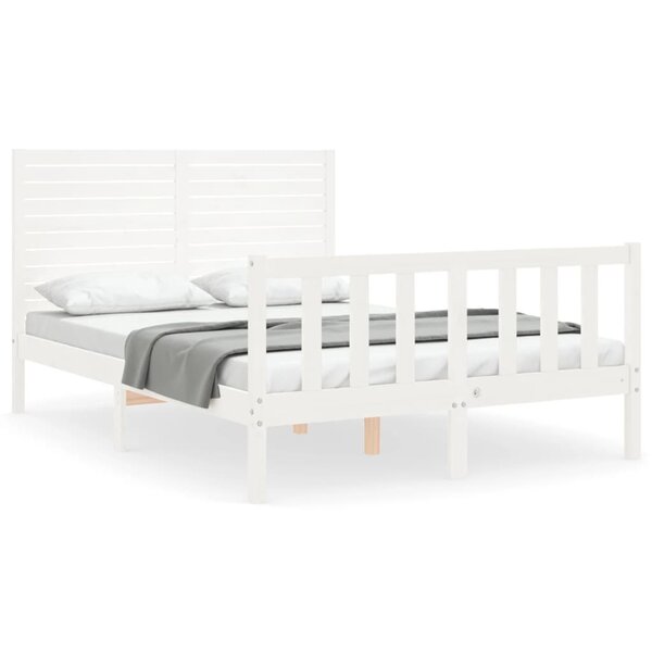 vidaXL Cadre de lit sans matelas blanc bois de pin massif