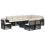 vidaXL Ensemble de canapé de jardin 11 Pièces Noir et blanc crème