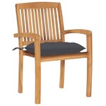 vidaXL Chaises de jardin lot de 2 et coussins anthracite Bois de teck
