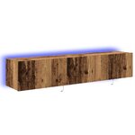 Mobilier TV vidaXL avec lumières LED 2 Pièces Bois ancien 80x35x31 cm