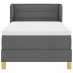 vidaXL Lit à Ressorts avec Matelas Crème 90x200 cm Tissu Gris foncé
