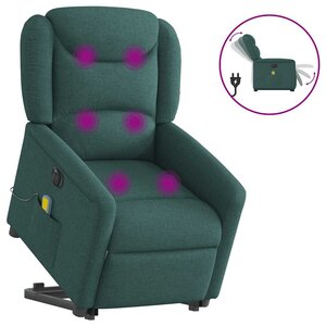 vidaXL Fauteuil inclinable de massage électrique Vert foncé Tissu