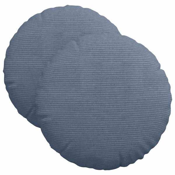 vidaXL Coussins de siège 2 Pièces Bleu Ø 40 cm Tissu en velours côtelé