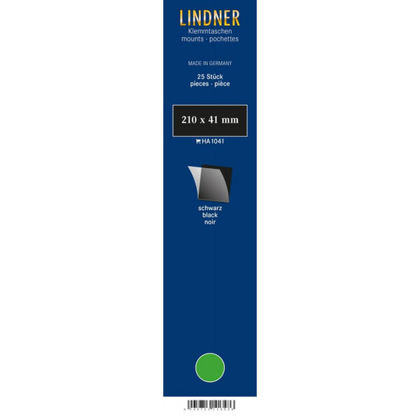 Bandes simple soudure 210 x 41 mm pour timbres-poste. Fond - Noir