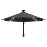 vidaXL Parasol mural de jardin avec LED 300 cm anthracite