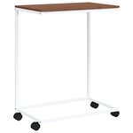 vidaXL Table d'appoint avec roues Blanc 55x35x70 cm Bois d'ingénierie