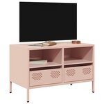 vidaXL Meuble TV rose 68x39x43 5 cm acier laminé à froid