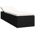 vidaXL Chaise longue avec coussin et table à thé rotin Blanc crème