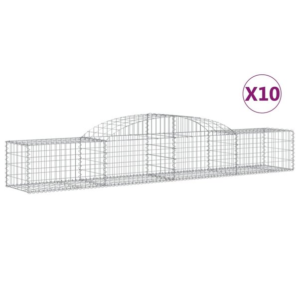 vidaXL Paniers à gabions arqués 10 Pièces 300x50x40/60 cm fer galvanisé