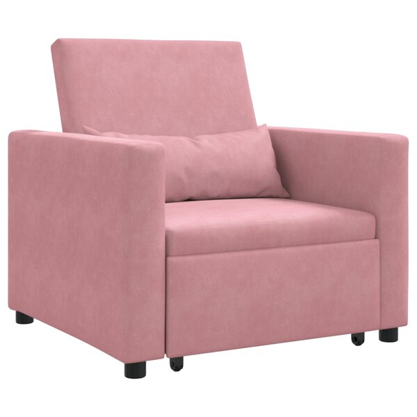 vidaXL Canapé-lit convertible rose velours 3-en-1