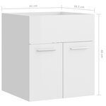 vidaXL Armoire d'évier avec lavabo intégré Blanc brillant Aggloméré