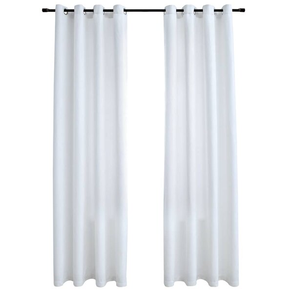 vidaXL Rideau occultant et anneaux en métal 2Pièces Blanc cassé 140x245cm