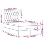 vidaXL Cadre de lit ottoman avec matelas bleu foncé 120x190 cm velours
