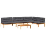 vidaXL Salon palette de jardin avec coussins 5Pièces bois d'acacia massif