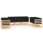 Salon de jardin meuble d'extérieur ensemble de mobilier 7 pièces avec coussins bois de pin massif 02_0017132