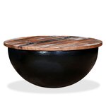 vidaXL Table basse Bois de récupération massif Noir Forme de bol