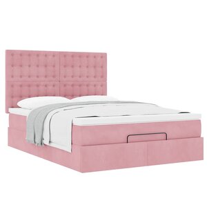 VidaXL Cadre de lit ottoman avec matelas rose 140x200 cm velours