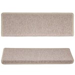 vidaXL Tapis d'escalier 15 pièces 65 x 21 x 4 cm Taupe Bordure rectangulaire