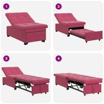 vidaXL Canapé-lit 3-en-1 Design extractible Bordeaux Velours