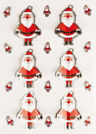 Stickers 3D holographique Père Noël 4 5 cm 6 pièces