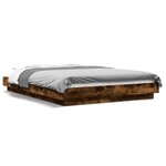 vidaXL Cadre de lit et lumières LED sans matelas chêne fumé 120x190cm