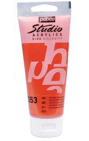 Peinture Studio Acrylique Tube Orange/Jaune Iridescent 100 ml PÉBÉO