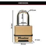 Cadenas haute sécurité M175EURDLF - Combinaison - Zinc - Anse L - Extérieur