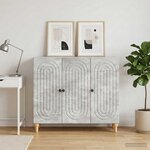 vidaXL Buffet Gris béton 89 x 34 5 x 80 cm Bois d'ingénierie