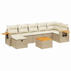 vidaXL Salon de jardin avec coussins 8 Pièces beige résine tressée