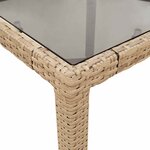 vidaXL Table de jardin dessus en verre beige 90x90x75cm résine tressée