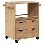 vidaXL Chariot de cuisine OTTA 59x45x80 cm bois massif de pin