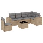 vidaXL Salon de jardin avec coussins 7 Pièces beige résine tressée