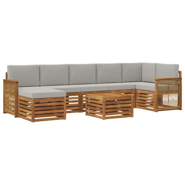 vidaXL Ensemble de canapés d'extérieur 7 pc Naturel et gris clair