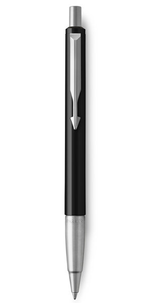 PARKER Vector stylo bille, noir avec attributs chromés, pointe moyenne, encre bleue, coffret cadeau