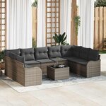 vidaXL Ensemble de canapé de jardin 10 Pièces Gris Poly rotin