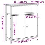 vidaXL Buffet chêne artisanal 70x30x80 cm bois d'ingénierie